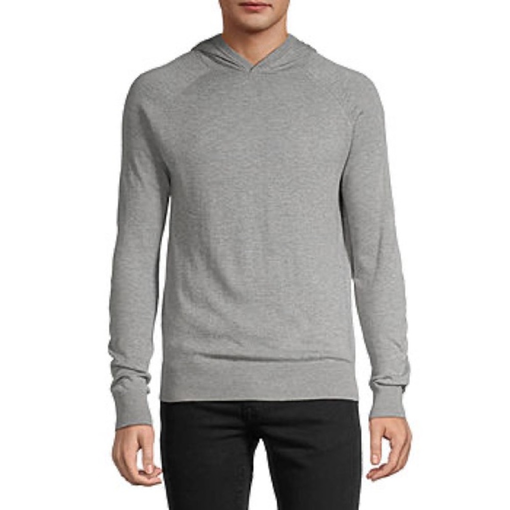 JF J.Ferrar Mens Hooded Classic Long Sleeve Pullover Sweater Size Medium